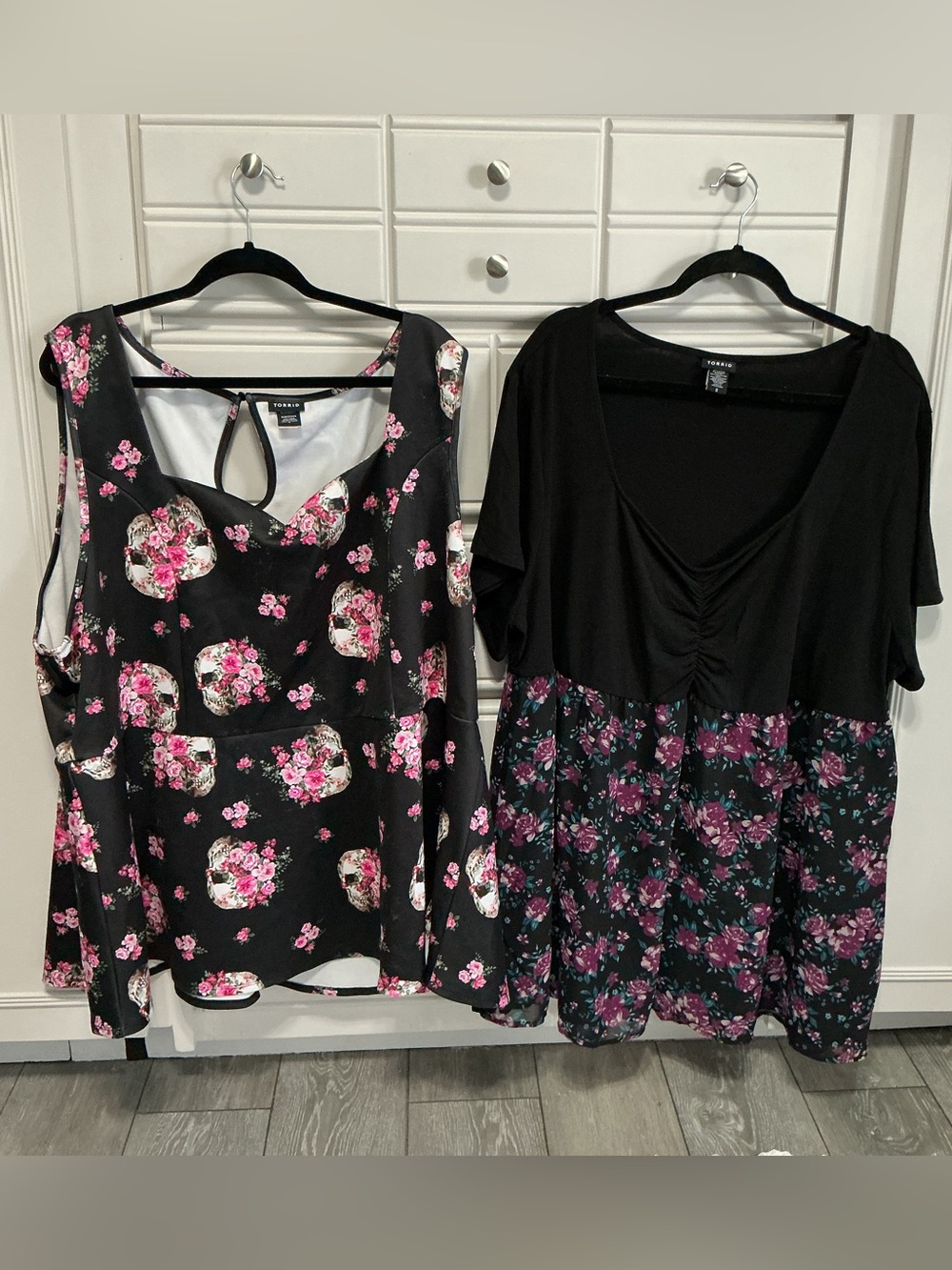 Bundle 2 TORRID Floral Skull Peplum Tops 5X